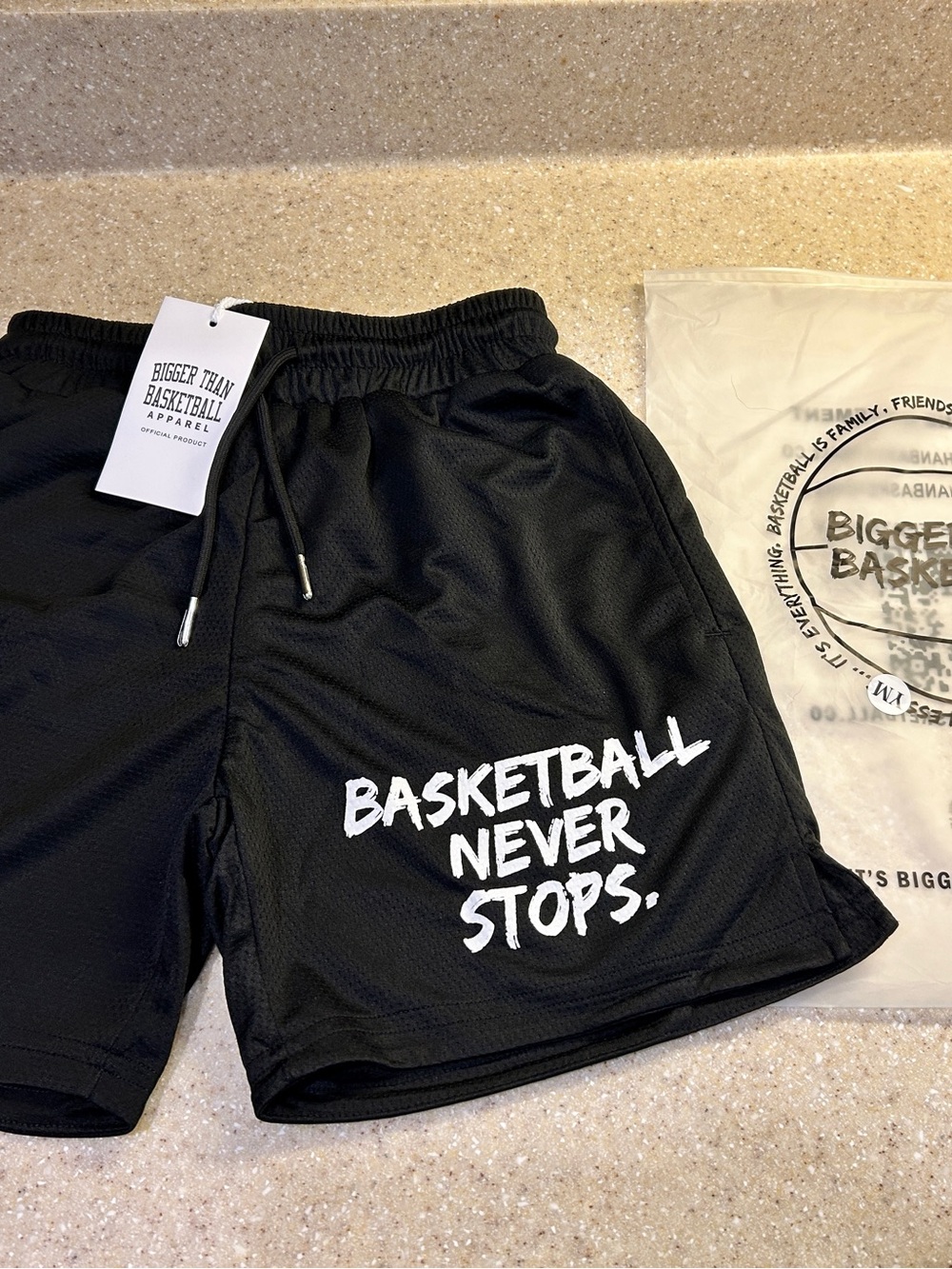 Bigger Than Basketball Black Kids' Athletic Shorts - Basketball Never Stops